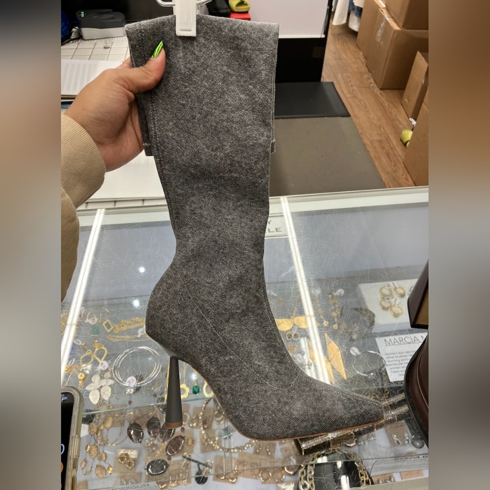 Sz 35 NIB $960 GIA Borghini antracite denim boots
